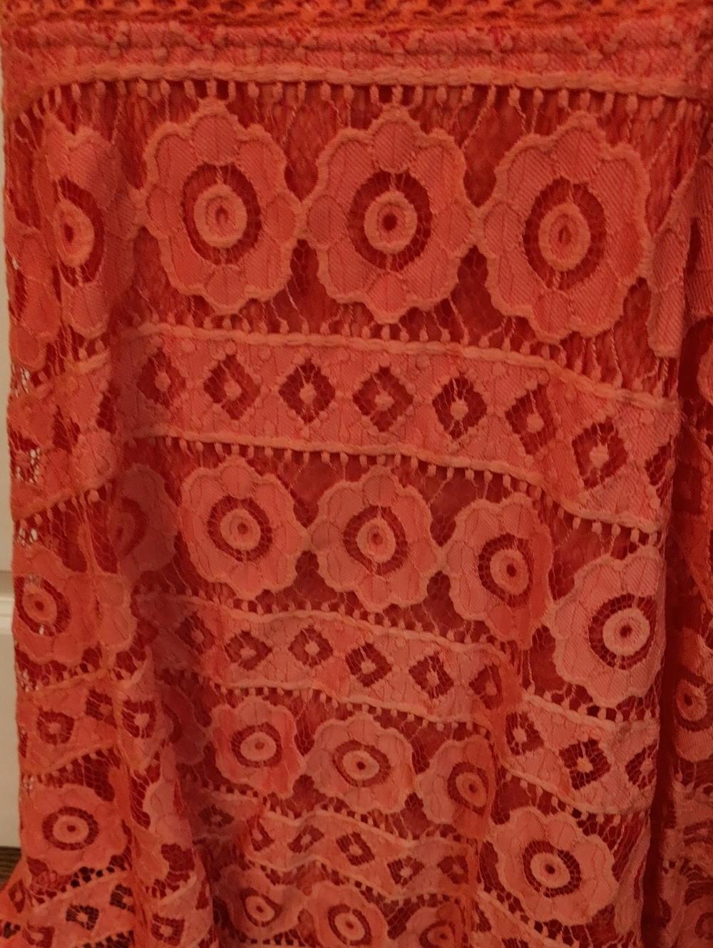 Free People Dress Sz 12 Orange Lace Handkerchief Hem - Picture 3 of 8